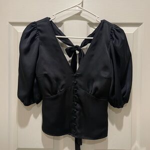 Satin Bow Back Blouse